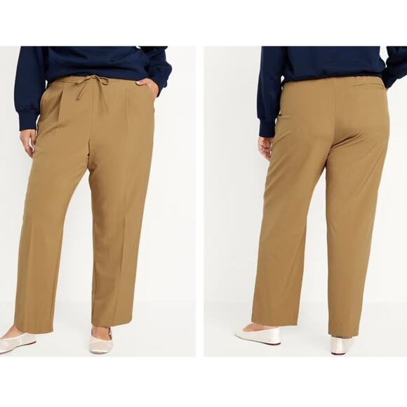 Old Navy High-Rise Billie Straight Trouser Drawstring Comfort Waist Pants Sz: 2X - Picture 1 of 10